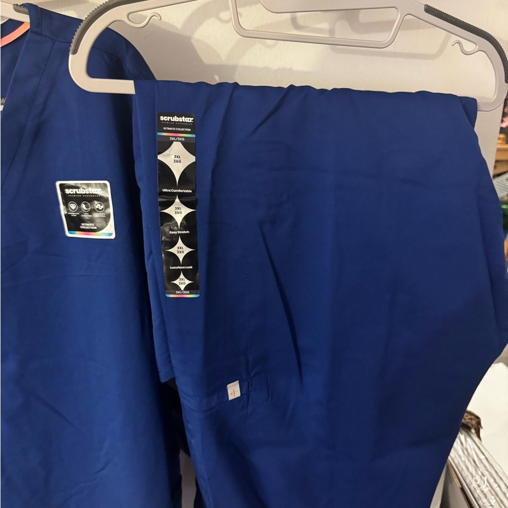 NEW Scrubstar Ultimate Women's 2XL/3XL Galaxy Royal Blue 2 pc. Uniform Scrub Set - Picture 3 of 6